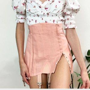 Pink Vintage Linen Corset Skirt